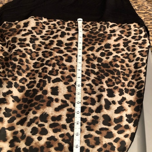 Wet Seal large black & leopard print high low tank with sheer back - Picture 9 of 15